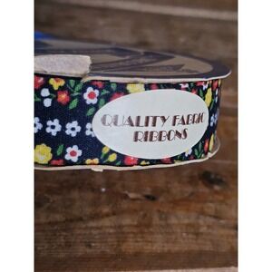 Vtg Floral Cottgaecore Fabrics Ribbon Retro Kitschy Girly 10 Ft Navy WFR Unused